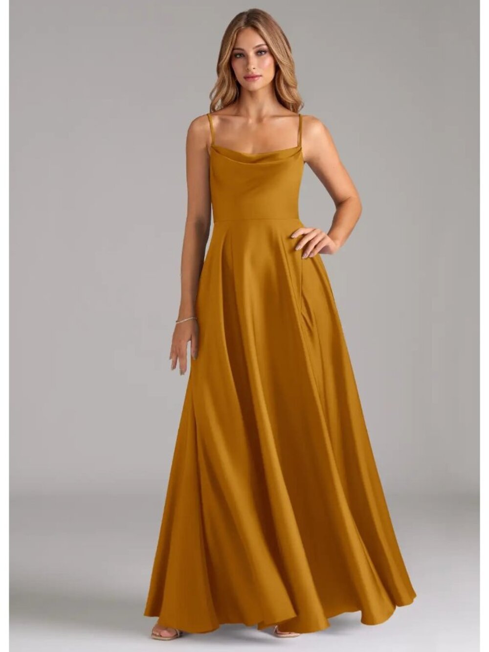 Fame&Partners Dress Size US 0 Rosabel Maxi Mustard Yellow Spaghetti Straps